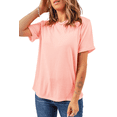 thumbnail image 1 of Women's Pink Casual Plain Crew Neck Tee, (US 18-20)2XL, 1 of 10