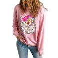 thumbnail image 1 of Women's Pink Christmas Claus Graphic Drop Shoulder Sweatshirt | [ZhiHiMeRi] | (US 20-22)2XL, 1 of 9
