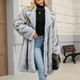 thumbnail image 1 of Women's Pink Faux Fur Coat with Turn-Down Collar Long Sleeve Warm Winter Jacket, 1 of 9