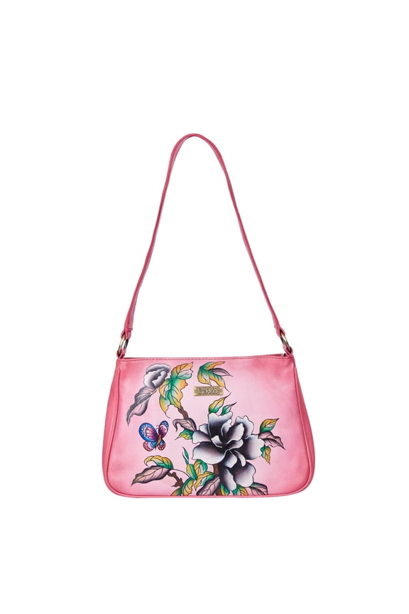 Womens Hand Painted Genuine Leather Pink Shoulder Bag Stylish Handbag for Work, Travel & Daily Use