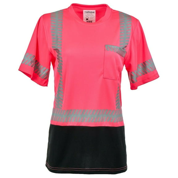 Women’s Pink High Visibility Short Sleeve T-Shirt, Class 2, Large, SAFEGEAR