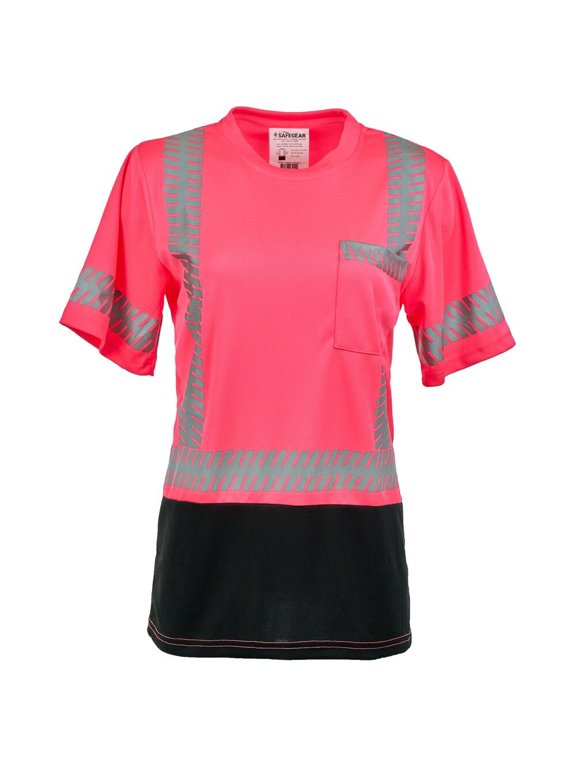 Women’s Pink High Visibility Short Sleeve T-Shirt, Class 2, Small, SAFEGEAR