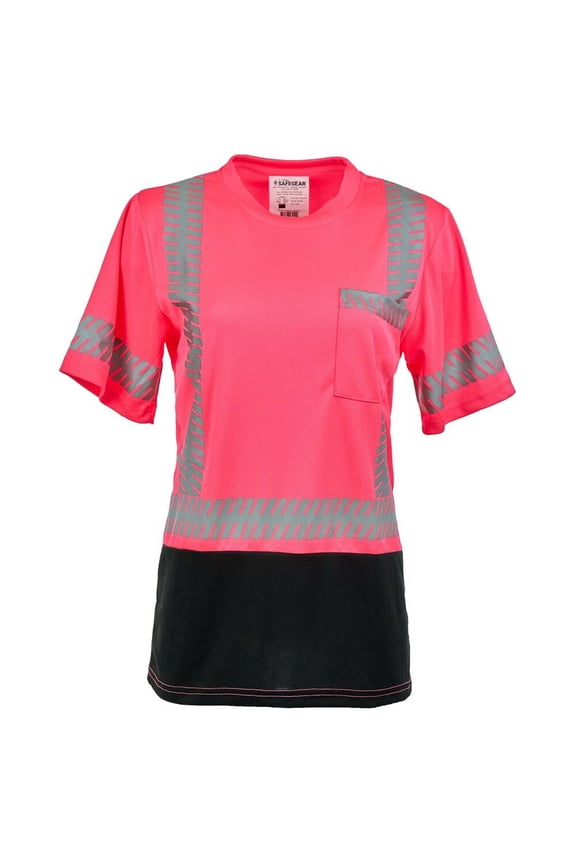 Women’s Pink High Visibility Short Sleeve T-Shirt, Class 2, XX-Large, SAFEGEAR