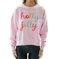 thumbnail image 1 of Women's Pink Holly Jolly Printed Round Neck Christmas Sweatshirt - Perfect Holiday Gift | [ZhiHiMeRi] | (US 20-22)2XL, 1 of 5