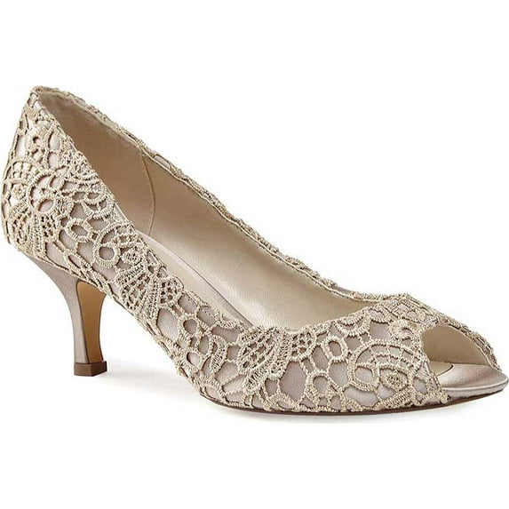 paradox london pink women's emotion taupe lace/satin pump 9 m