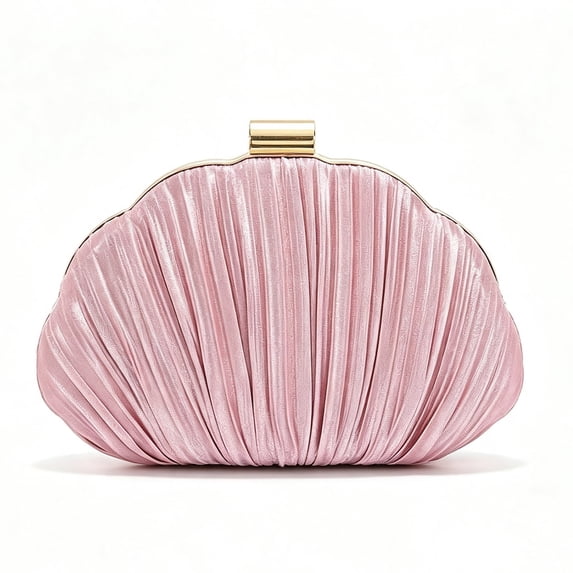 Women's Pink Pleated Clutch Bag Elegant Evening Handbag for Wedding Party