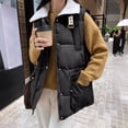 thumbnail image 1 of Women's Pink Pocketed Fleece Sleeveless Jacket Vest Short Winter Button Outerwear, 1 of 5