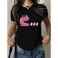 thumbnail image 1 of Women's Pink Pumpkin Ghosts Graphic Tee T Shirt Top Fashion and Cotton Short Sleeve Round Neck Black S-5XL, 1 of 5