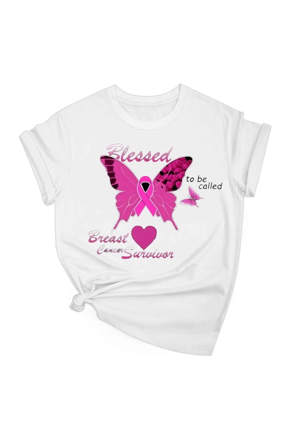 Women's Pink Ribbon Breast Cancer Awareness Shirt - Inspirational Short Sleeve Top | Support Tee for Survivors & Caregivers