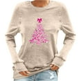 thumbnail image 1 of Women's Pink Ribbon Sweatshirt Breast Cancer Awareness Heart Print Pullover Long Sleeve Casual Loose Tops, 1 of 3