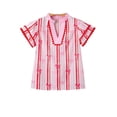 thumbnail image 1 of Women's Pink Ric-Rac Trim Ruffled Sleeve V Neck Bow Striped Printed Blouse - [ZhiHiMeRi] | (US 12-14)L, 1 of 9