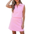 thumbnail image 1 of Women's Pink Solid Sleeveless Tank & Skort Set – Zipper Activewear Outfit for Summer & Daily Wear, XL, 1 of 12