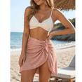 thumbnail image 1 of Women's Pink Sparkle Twist Front Swim Cover Up Sarong Skirt Size M (8-10), 1 of 5