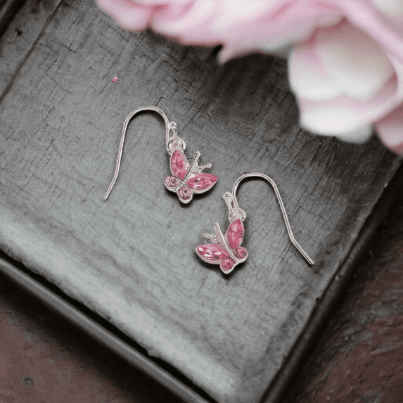Women's Pink Stone Butterfly Ear Sense Earrings by Howard's