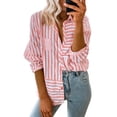 thumbnail image 1 of Women's Pink Stripe Buttoned Long Sleeve Casual Shirt, 1 of 9
