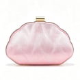 thumbnail image 1 of Women's Pink Textured Clutch Bag Shell Shape Evening Handbag for Party Wedding, 1 of 8