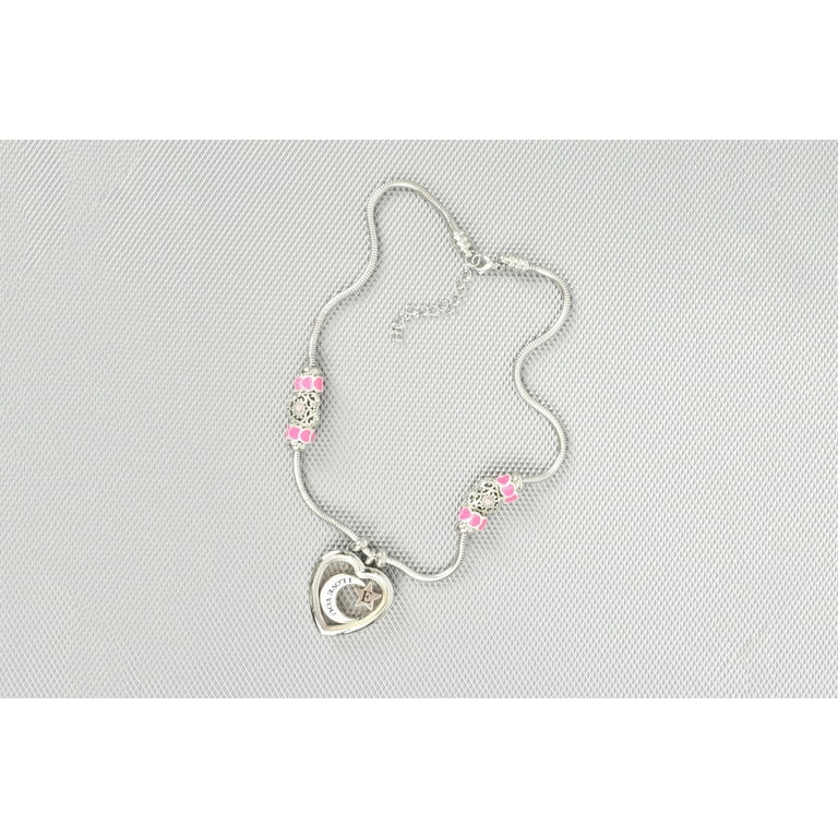 Women s Pink Tone Initial Charmed Heart Locket Necklace By Pink