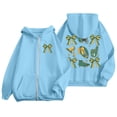 thumbnail image 1 of Women's Pink Zip-Up Hoodie with Sports and Bow Print Comfortable Casual Wear for All Seasons, 1 of 4