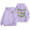 thumbnail image 1 of Women's Pink Zip-Up Hoodie with Sports and Bow Print Comfortable Casual Wear for All Seasons, 1 of 4