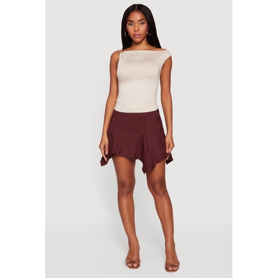 Women's Pinstripe Handkerchief Hem Mini Skirt
