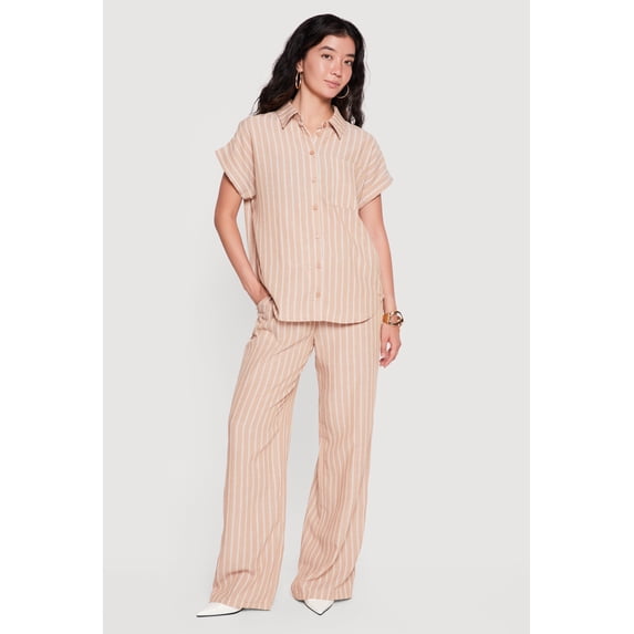 Women's Pinstripe High Waisted Wide Leg Pants