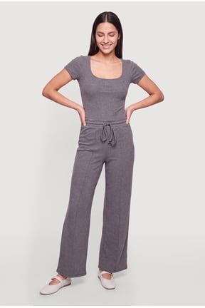 Women's Pintuck Detail Drawstring Waist Wide Leg Pants