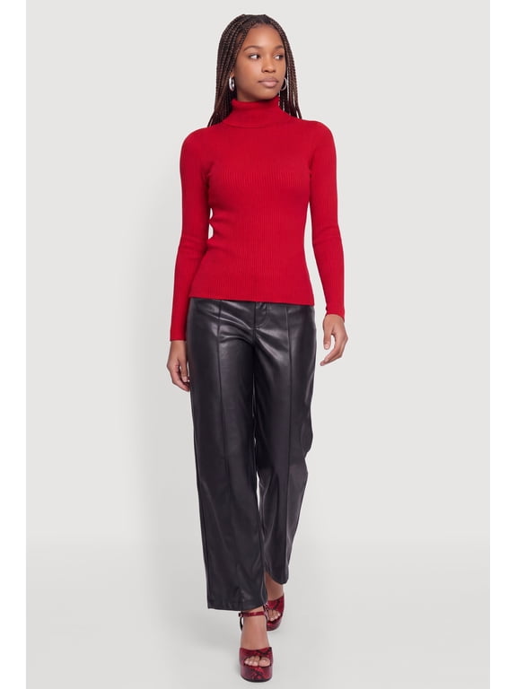 Women's Pintuck Wide Leg Faux Leather Pants