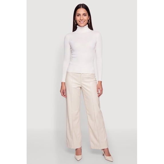 Women's Pintuck Wide Leg Faux Leather Pants