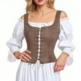 thumbnail image 1 of Women's Pirate Corset Vest Renaissance Medieval Corsets Tank Top Gothic Waistcoat Halloween Bodice Role Play Khaki, XXL, 1 of 5