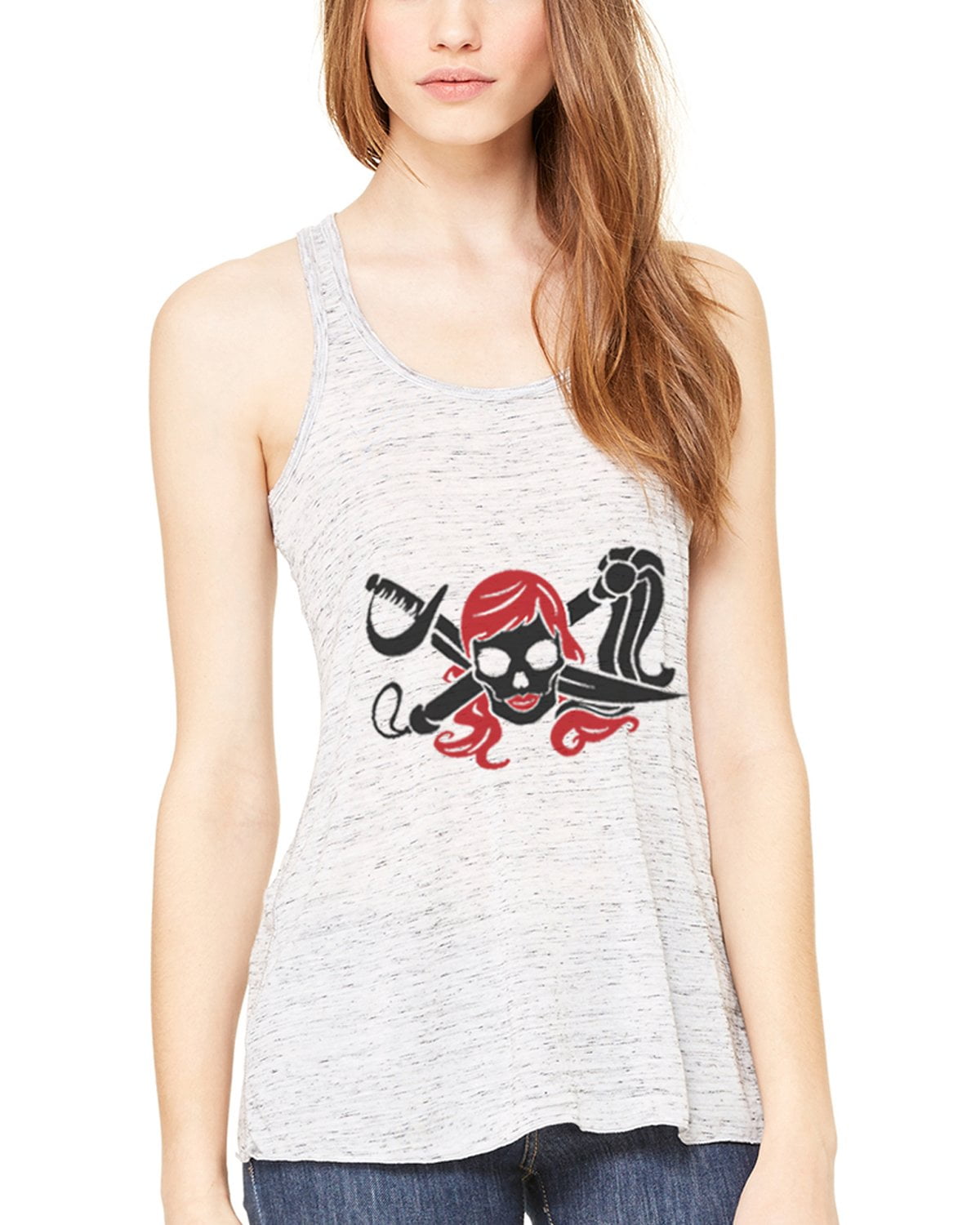 Women's Pirate Printed Flowy Racerback Tank Top