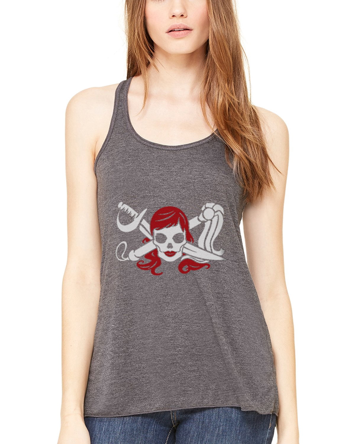 Women's Pirate Printed Flowy Racerback Tank Top