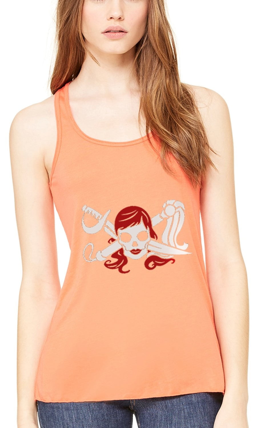 Women's Pirate Printed Flowy Racerback Tank Top