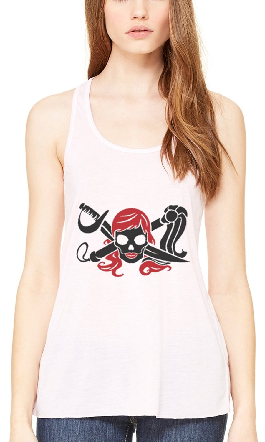 Women's Pirate Printed Flowy Racerback Tank Top