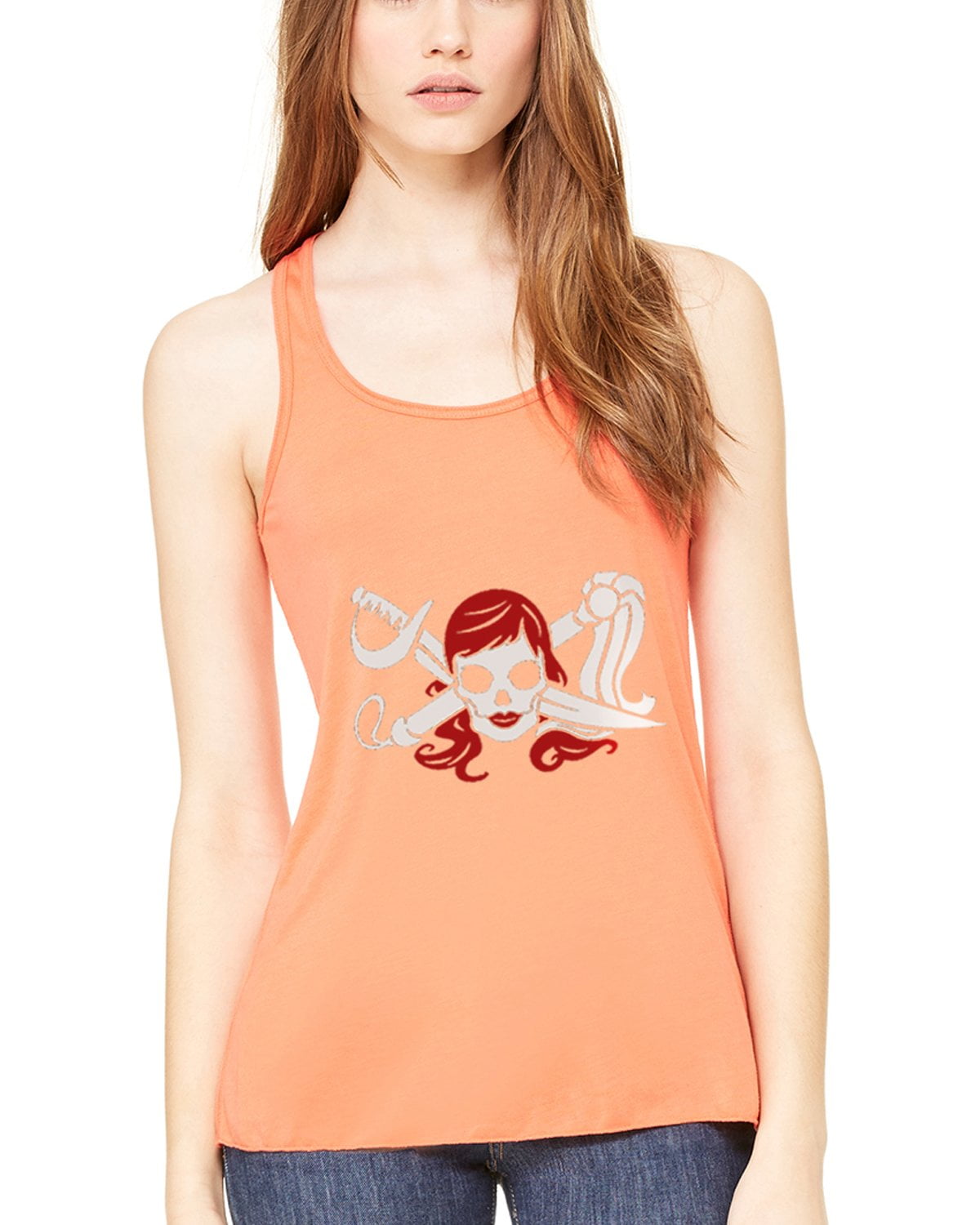 Women's Pirate Printed Flowy Racerback Tank Top