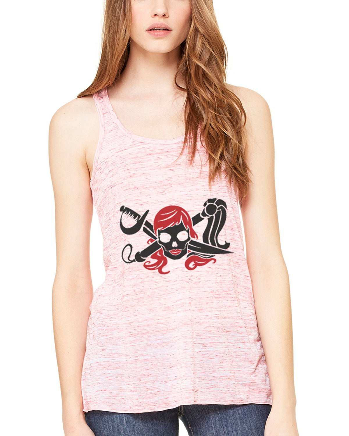 Women's Pirate Printed Flowy Racerback Tank Top