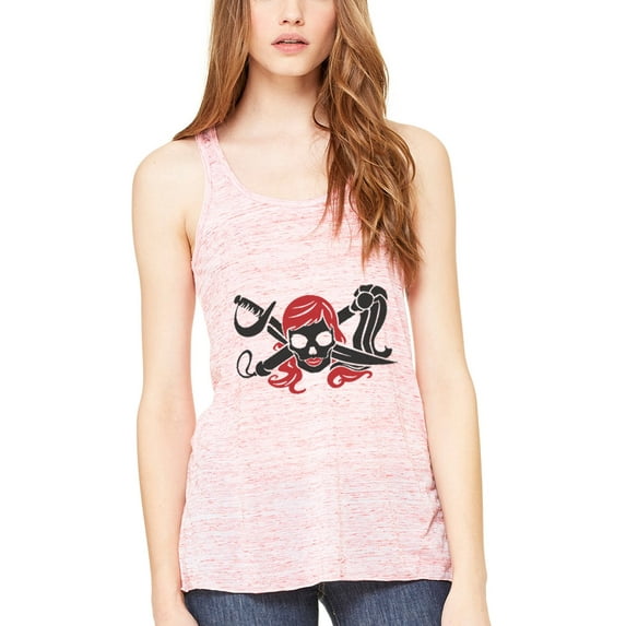 Women's Pirate Printed Flowy Racerback Tank Top