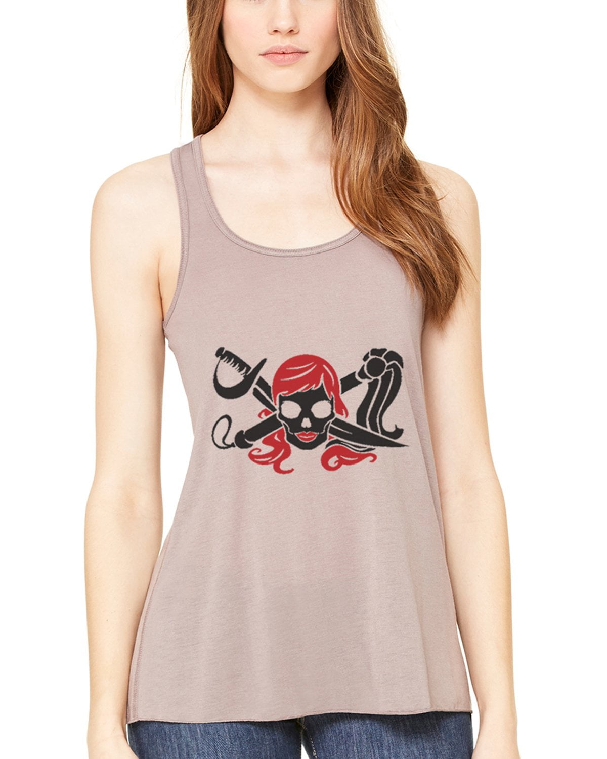 Women's Pirate Printed Flowy Racerback Tank Top