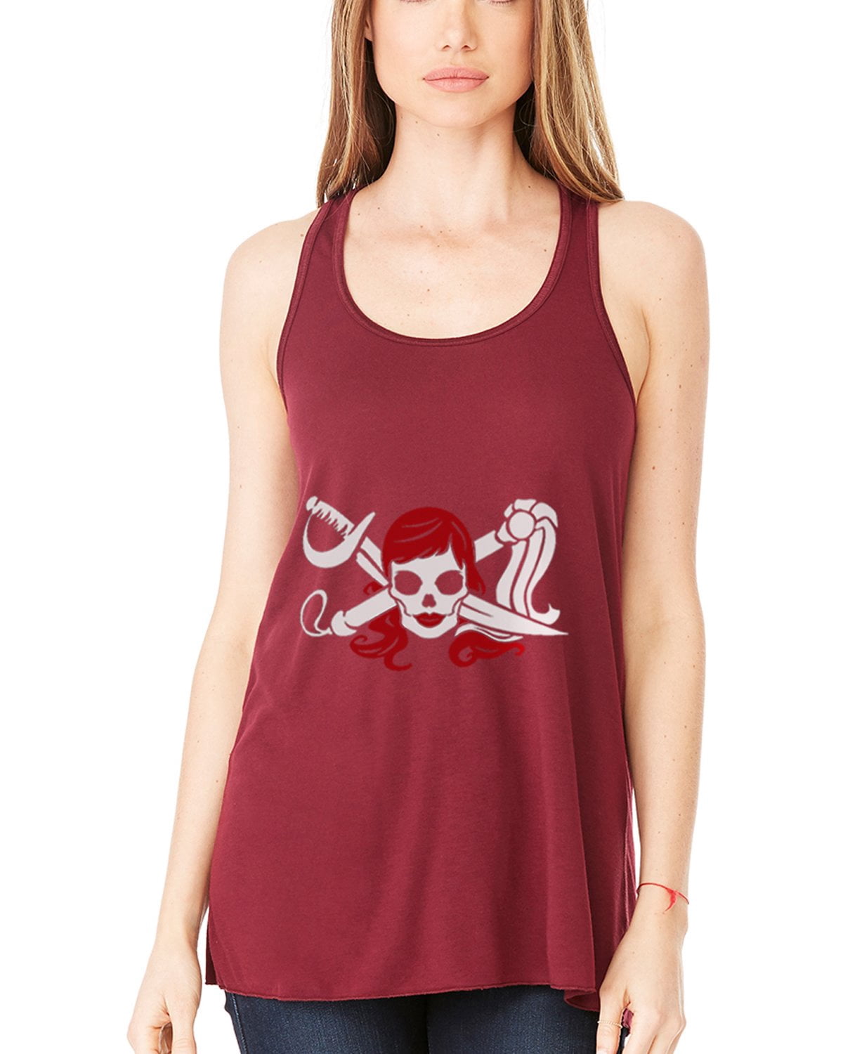 Women's Pirate Printed Flowy Racerback Tank Top