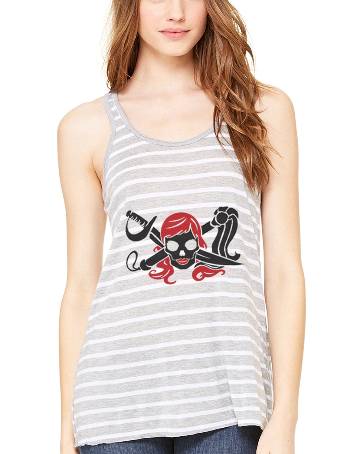 Women's Pirate Printed Flowy Racerback Tank Top