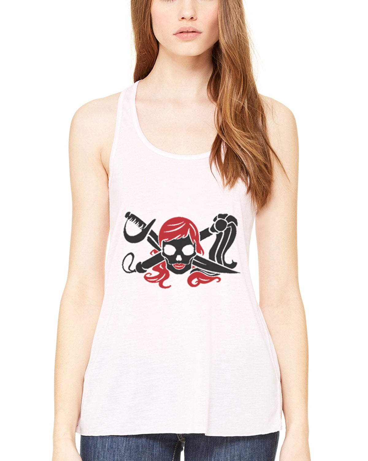 Women's Pirate Printed Flowy Racerback Tank Top