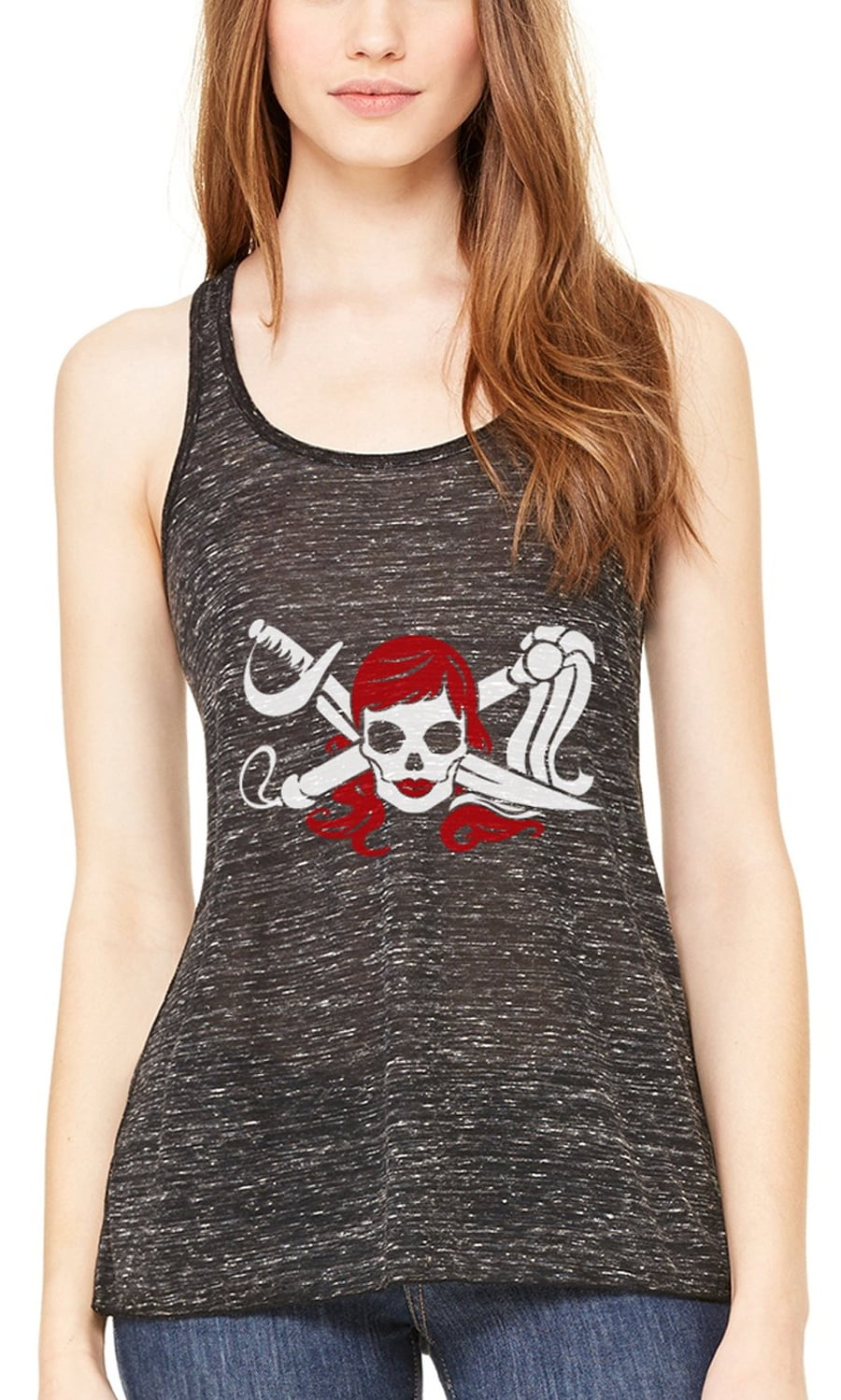 Women's Pirate Printed Flowy Racerback Tank Top