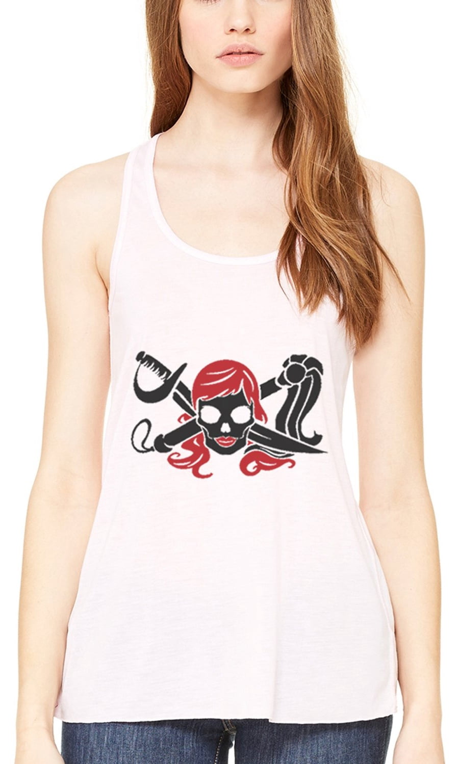 Women's Pirate Printed Flowy Racerback Tank Top