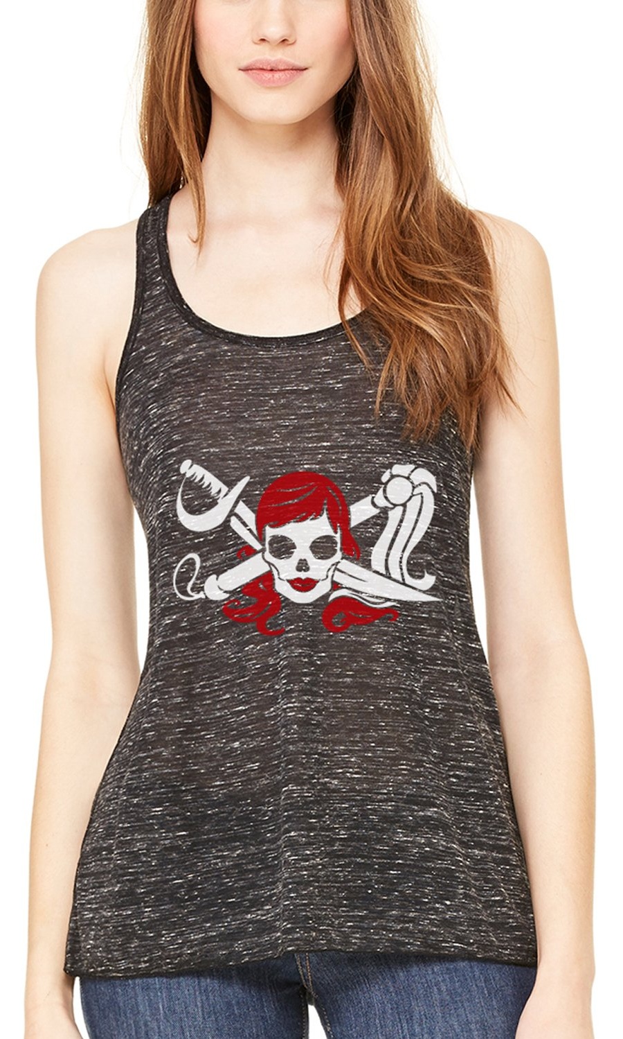 Women's Pirate Printed Flowy Racerback Tank Top