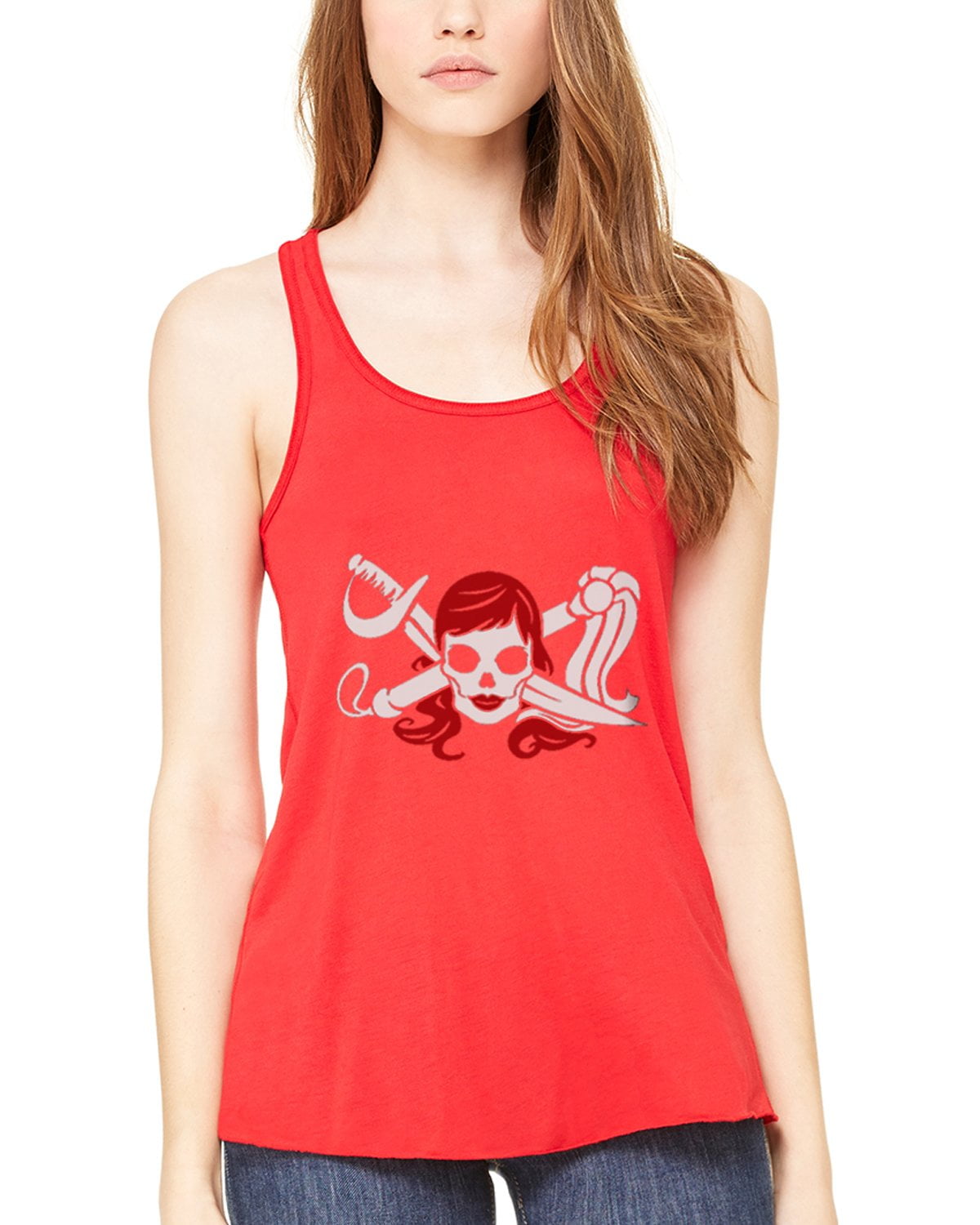Women's Pirate Printed Flowy Racerback Tank Top