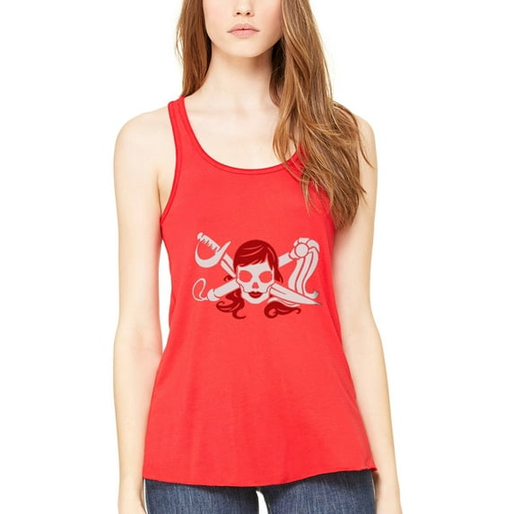 Women's Pirate Printed Flowy Racerback Tank Top