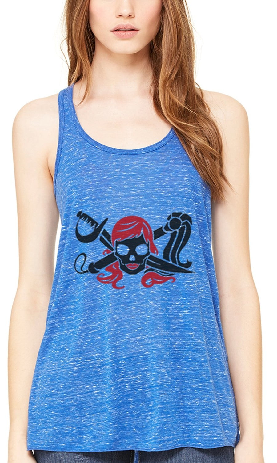Women's Pirate Printed Flowy Racerback Tank Top