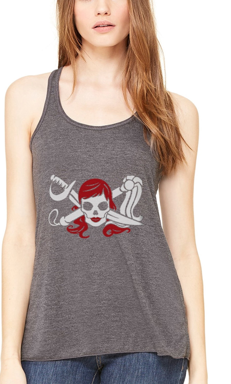 Women's Pirate Printed Flowy Racerback Tank Top