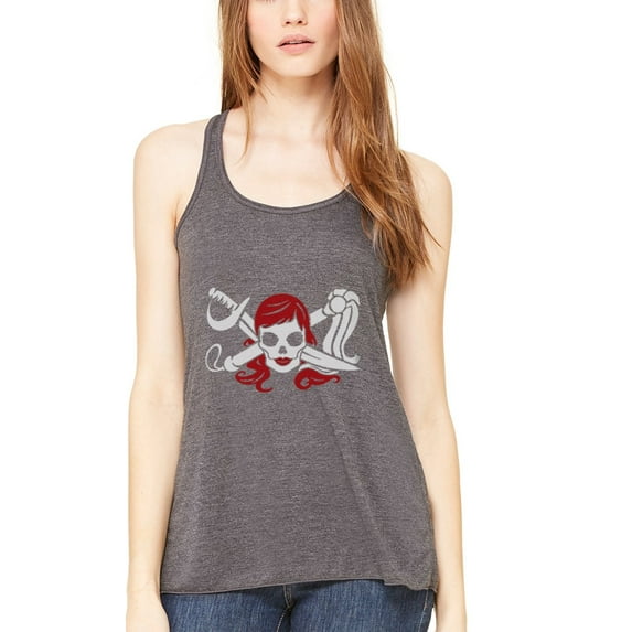 Women's Pirate Printed Flowy Racerback Tank Top
