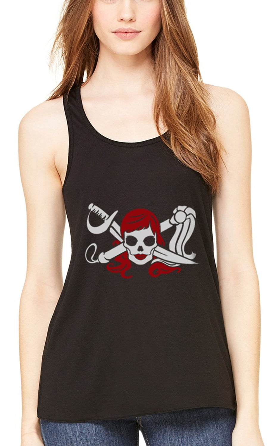 Women's Pirate Printed Flowy Racerback Tank Top