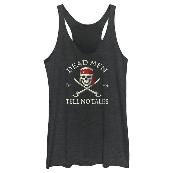 Women's Pirates of the Caribbean: Curse of the Black Pearl Dead Men Tell No Tales Racerback Tank Top Black Heather Medium